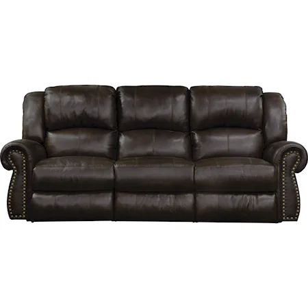 Traditional Power Lay Flat Reclining Sofa with Power Headrest and Lumbar